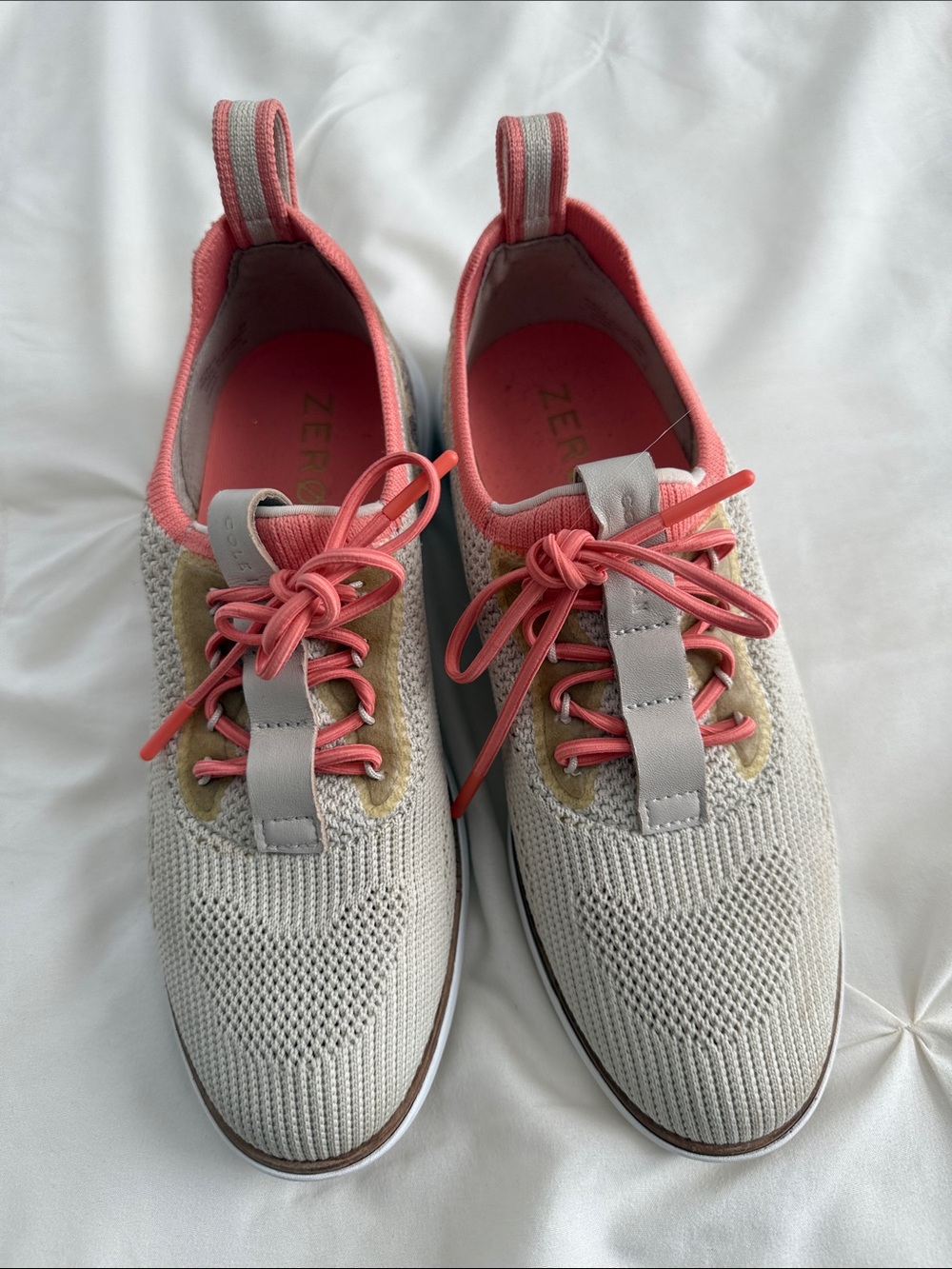 Cole Haan Knit Lace-Up Sneaker in Coral and Cream